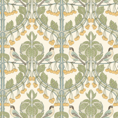 G P & J Baker BIRDS & CHERRIES AQUA Wallpaper