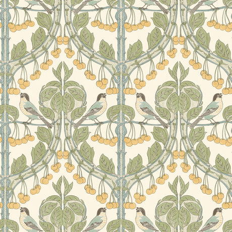 G P & J Baker BIRDS & CHERRIES AQUA Wallpaper