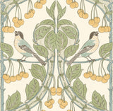 G P & J Baker BIRDS & CHERRIES AQUA Wallpaper