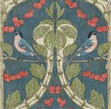 G P & J Baker BIRDS & CHERRIES INDIGO Wallpaper
