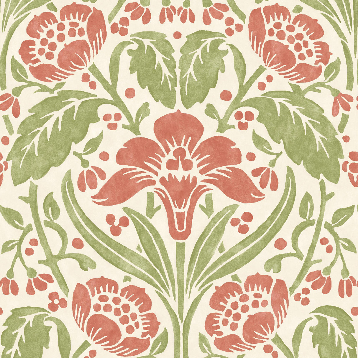 G P & J Baker IRIS MEADOW PINK/GREEN Wallpaper