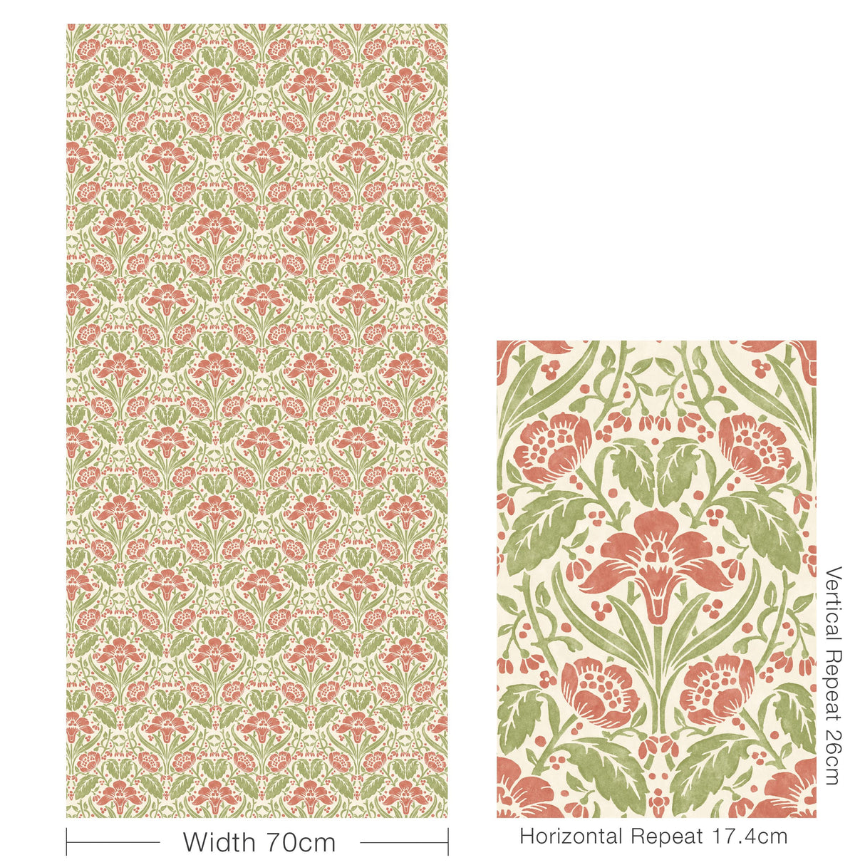 G P & J Baker IRIS MEADOW PINK/GREEN Wallpaper