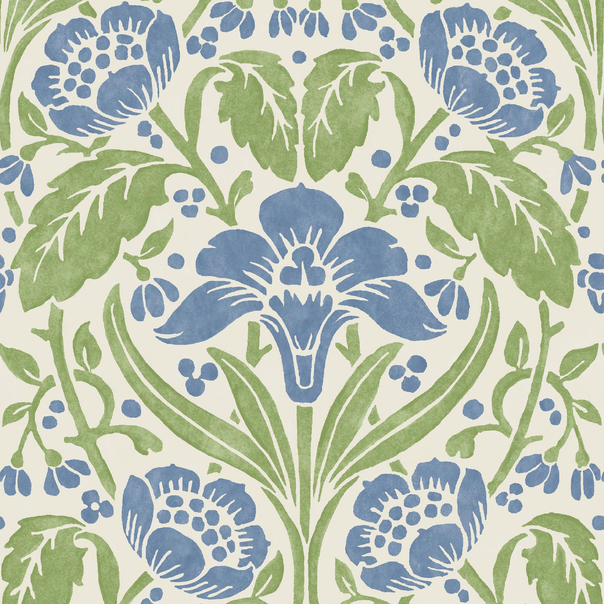 G P & J Baker IRIS MEADOW BLUE/GREEN Wallpaper