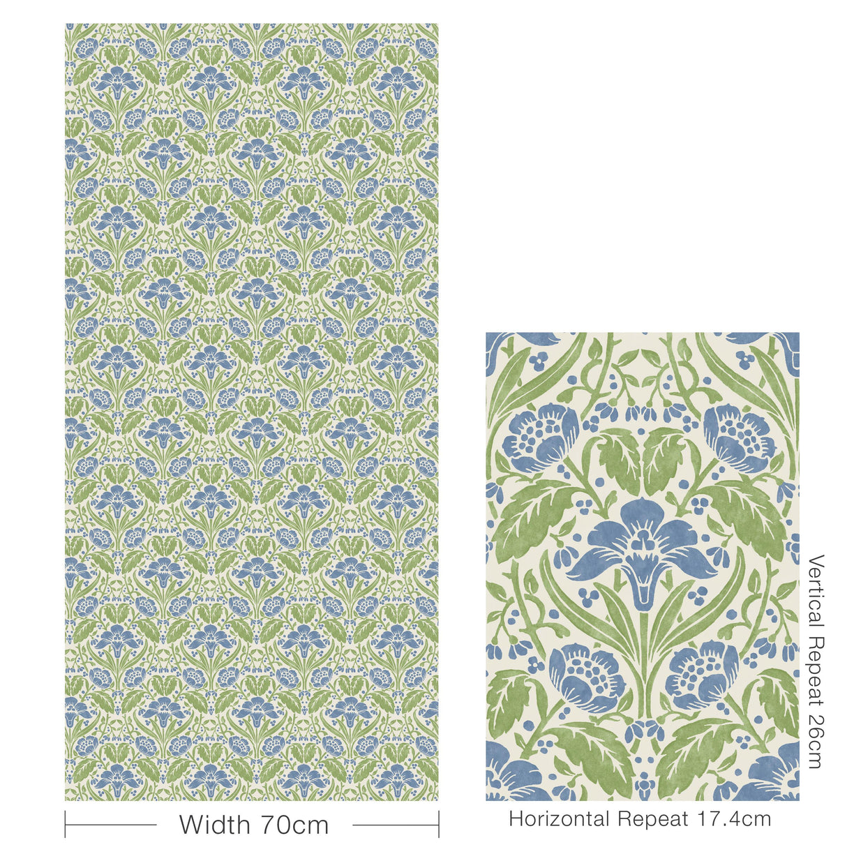 G P & J Baker IRIS MEADOW BLUE/GREEN Wallpaper