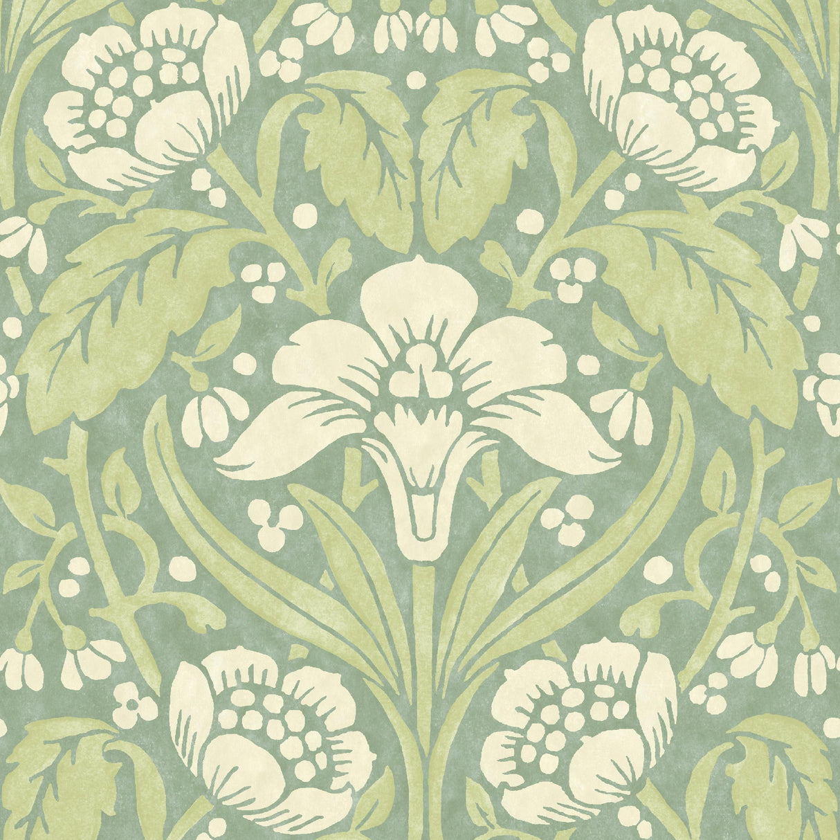 G P & J Baker IRIS MEADOW AQUA/GREEN Wallpaper