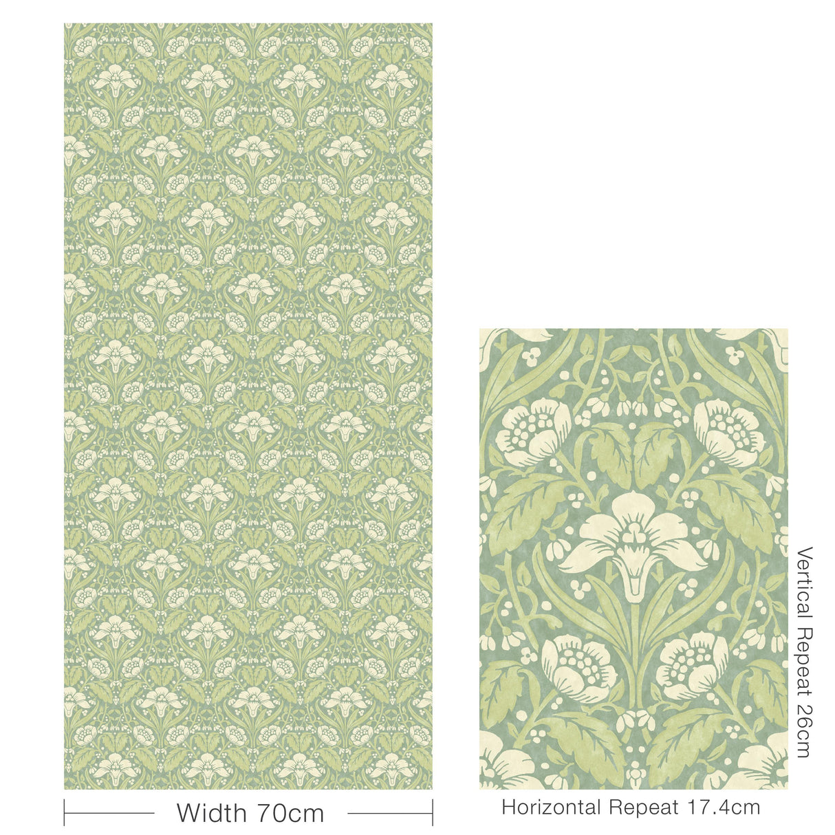 G P & J Baker IRIS MEADOW AQUA/GREEN Wallpaper