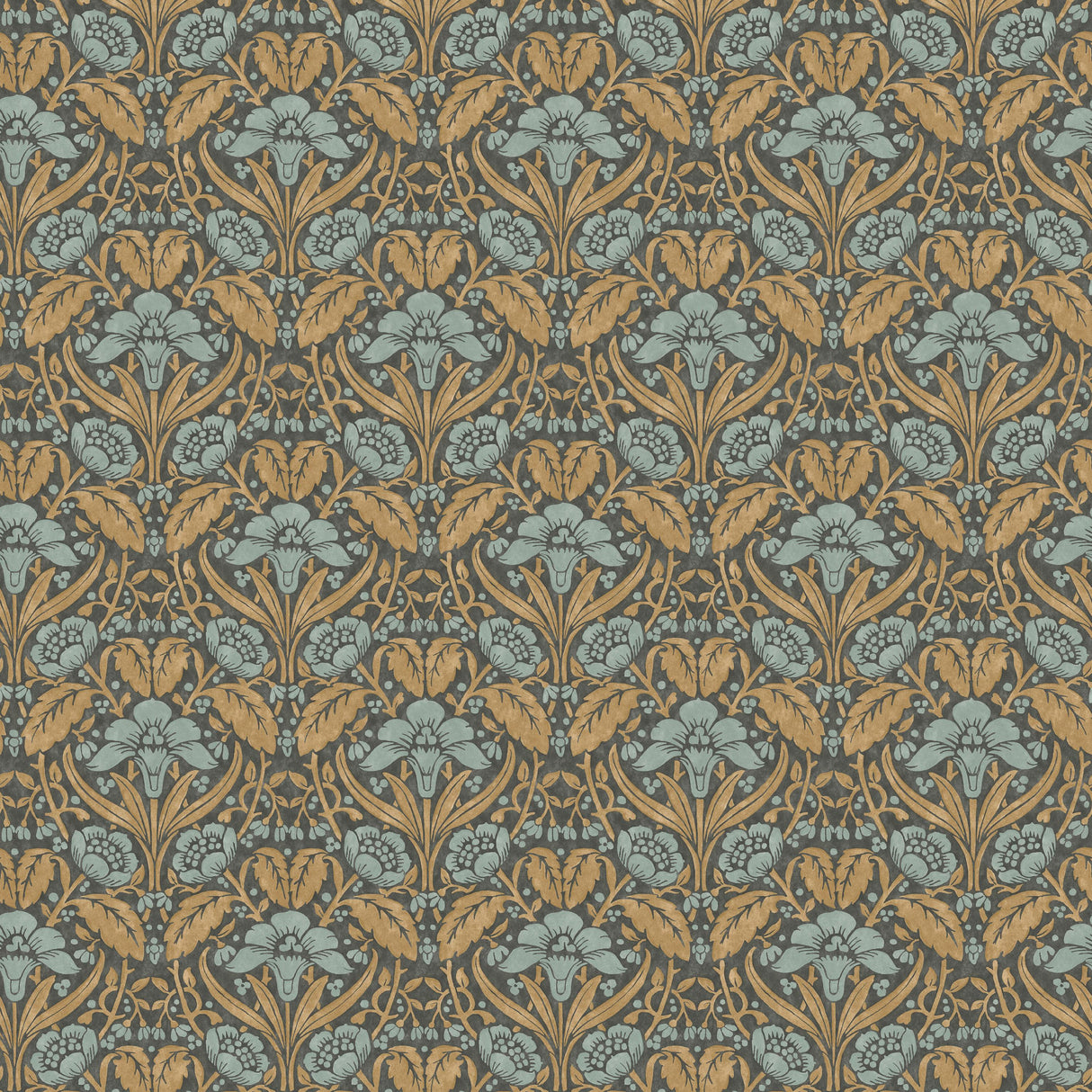 G P & J Baker IRIS MEADOW AQUA/OCHRE Wallpaper