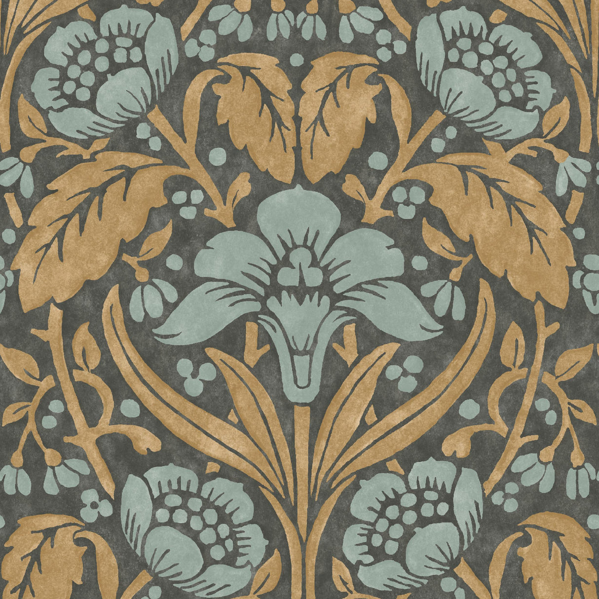 G P & J Baker IRIS MEADOW AQUA/OCHRE Wallpaper