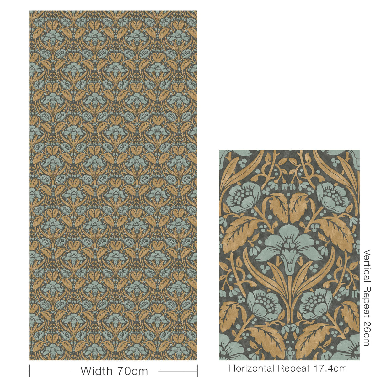 G P & J Baker IRIS MEADOW AQUA/OCHRE Wallpaper