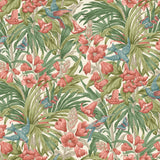 G P & J Baker TRUMPET FLOWERS RED/GREEN Wallpaper
