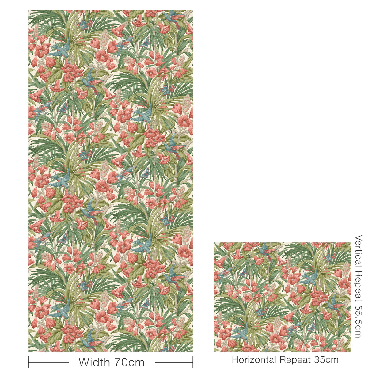 G P & J Baker TRUMPET FLOWERS RED/GREEN Wallpaper