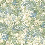 G P & J Baker TRUMPET FLOWERS BLUE/GREEN Wallpaper