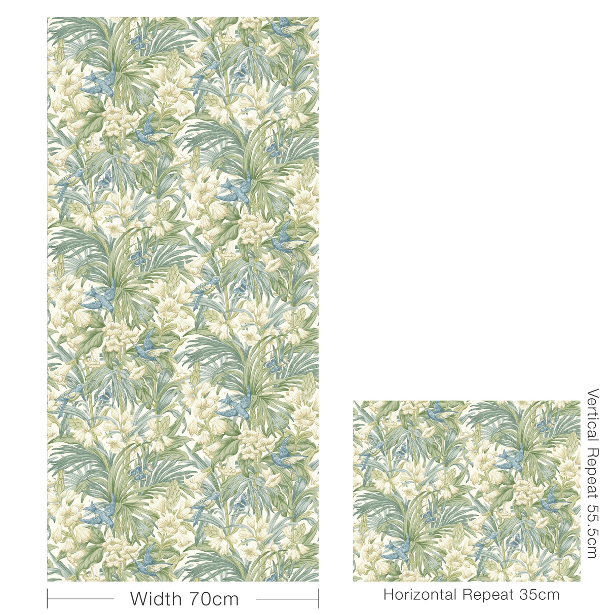 G P & J Baker TRUMPET FLOWERS BLUE/GREEN Wallpaper