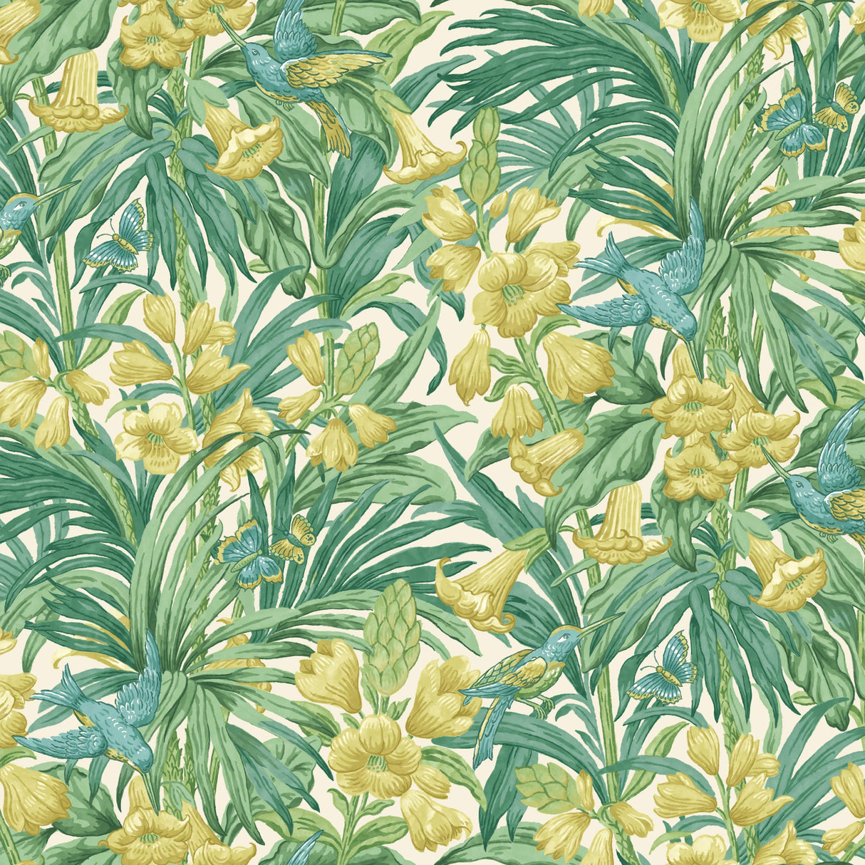 G P & J Baker TRUMPET FLOWERS EMERALD Wallpaper