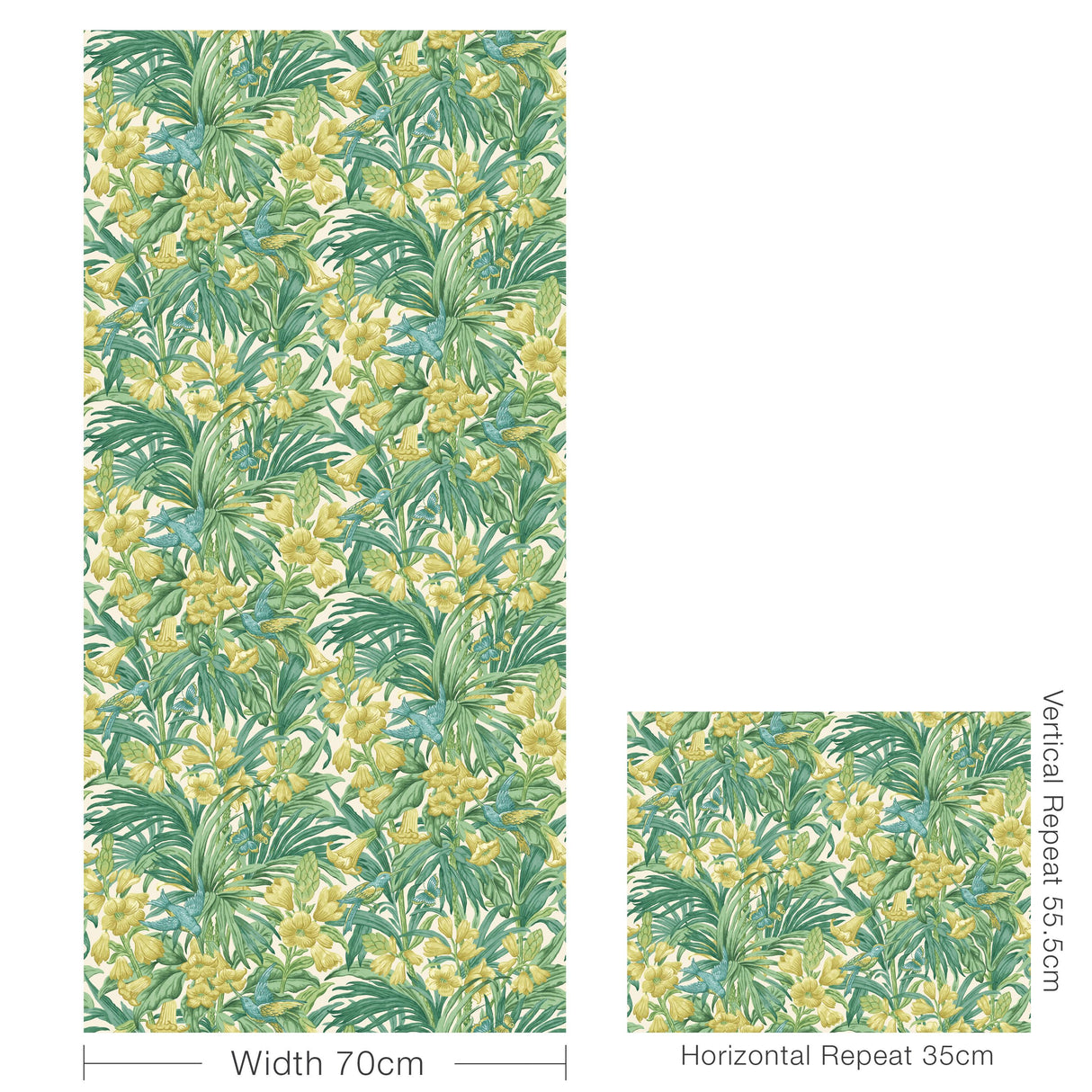 G P & J Baker TRUMPET FLOWERS EMERALD Wallpaper