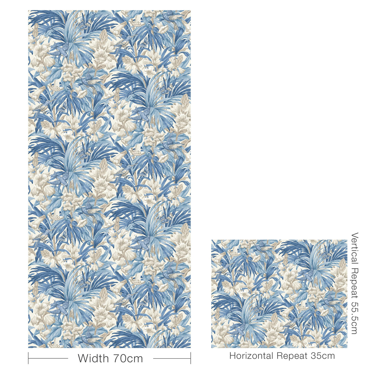 G P & J Baker TRUMPET FLOWERS BLUE Wallpaper