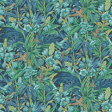 G P & J Baker TRUMPET FLOWERS INDIGO/TEAL Wallpaper