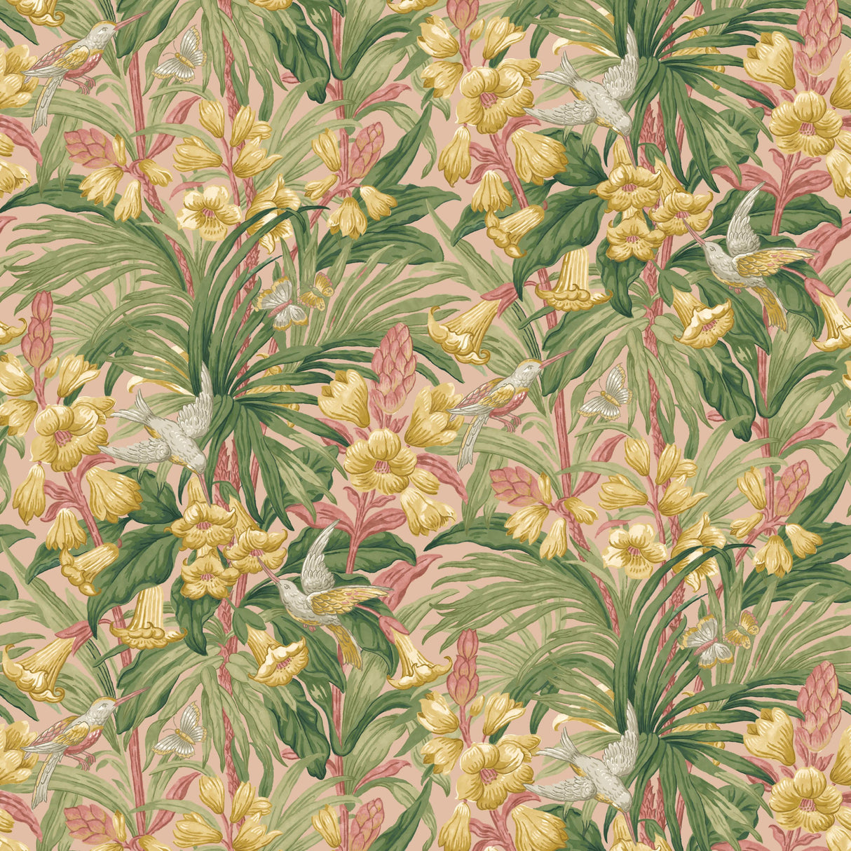 G P & J Baker TRUMPET FLOWERS BLUSH Wallpaper