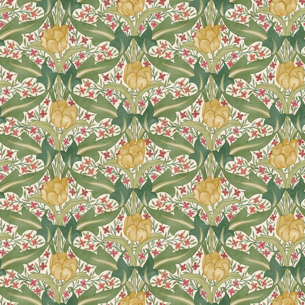 G P & J Baker TULIP & JASMINE RED/GREEN Wallpaper