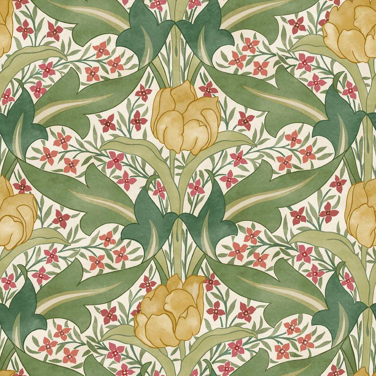 G P & J Baker TULIP & JASMINE RED/GREEN Wallpaper