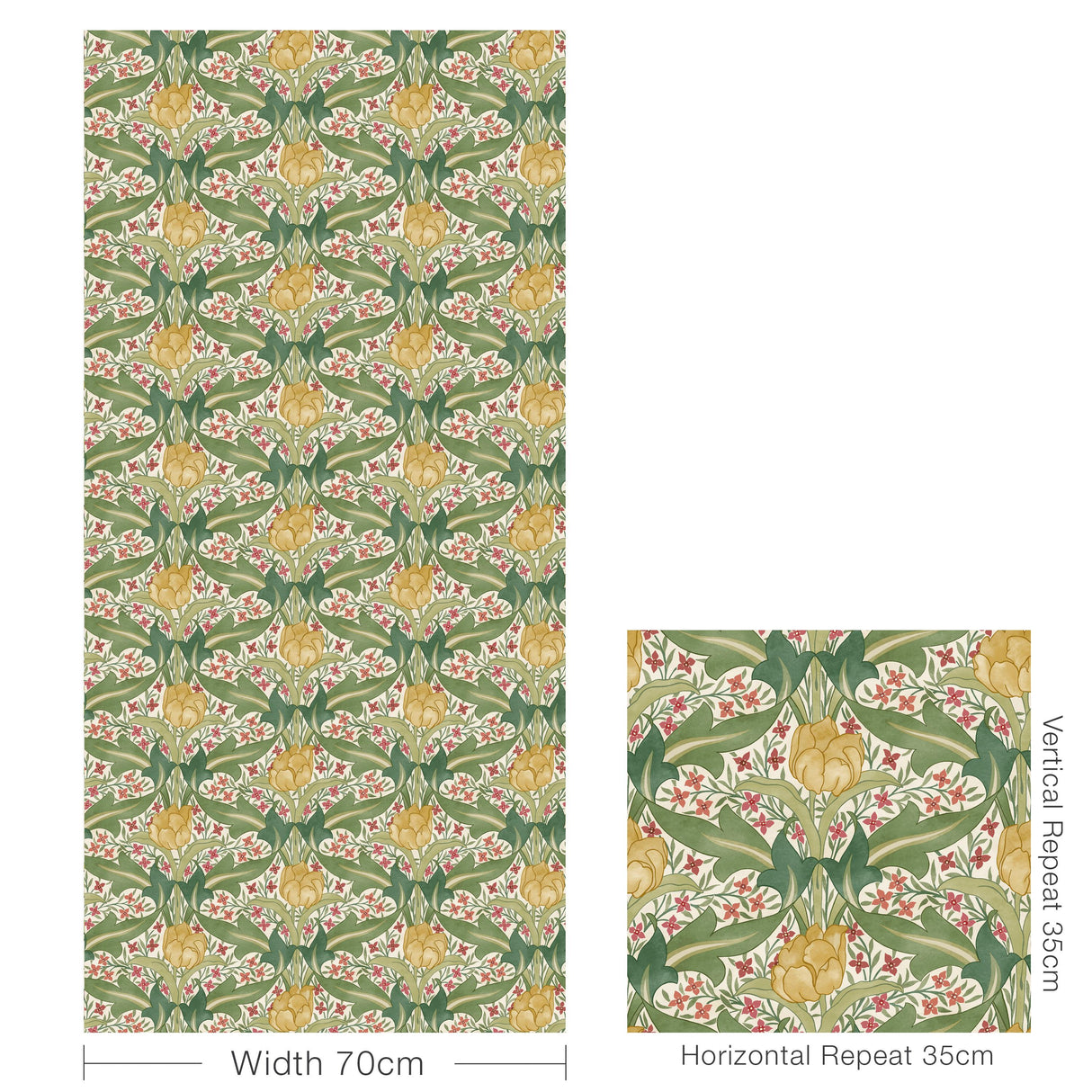 G P & J Baker TULIP & JASMINE RED/GREEN Wallpaper