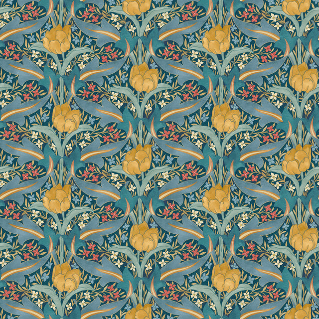 G P & J Baker TULIP & JASMINE TEAL Wallpaper