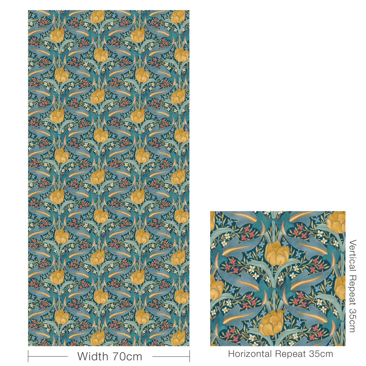 G P & J Baker TULIP & JASMINE TEAL Wallpaper