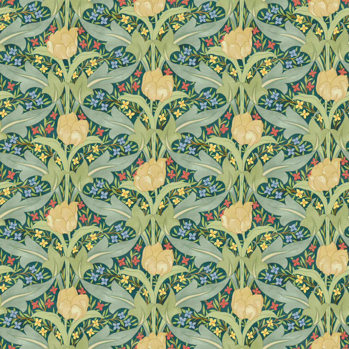 G P & J Baker TULIP & JASMINE EMERALD Wallpaper