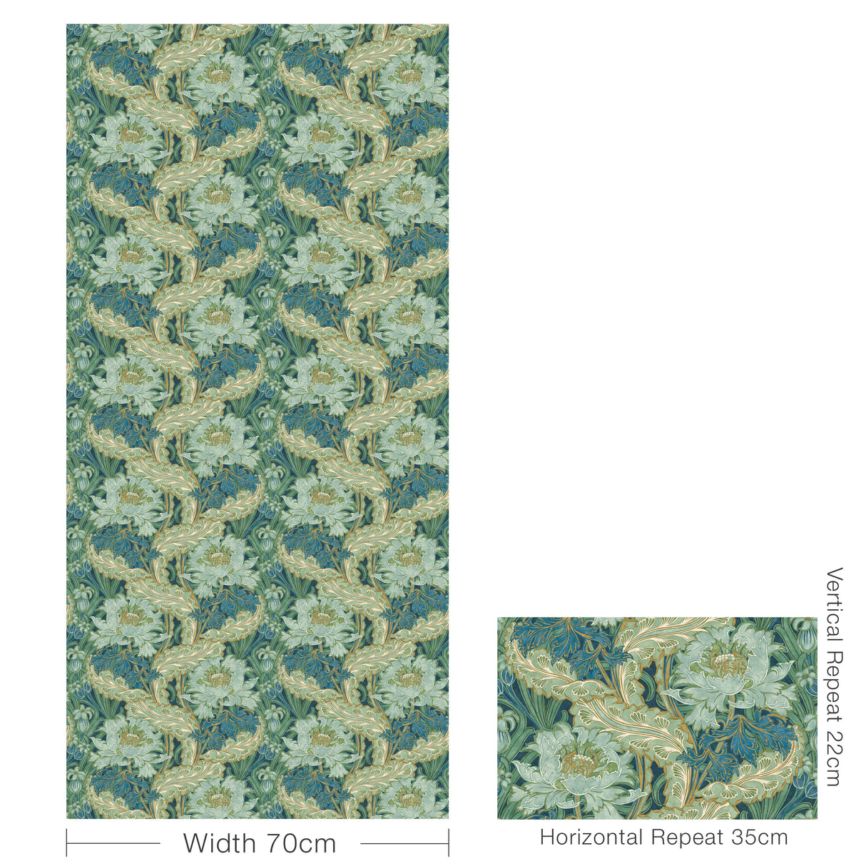 G P & J Baker BRANTWOOD INDIGO/TEAL Wallpaper