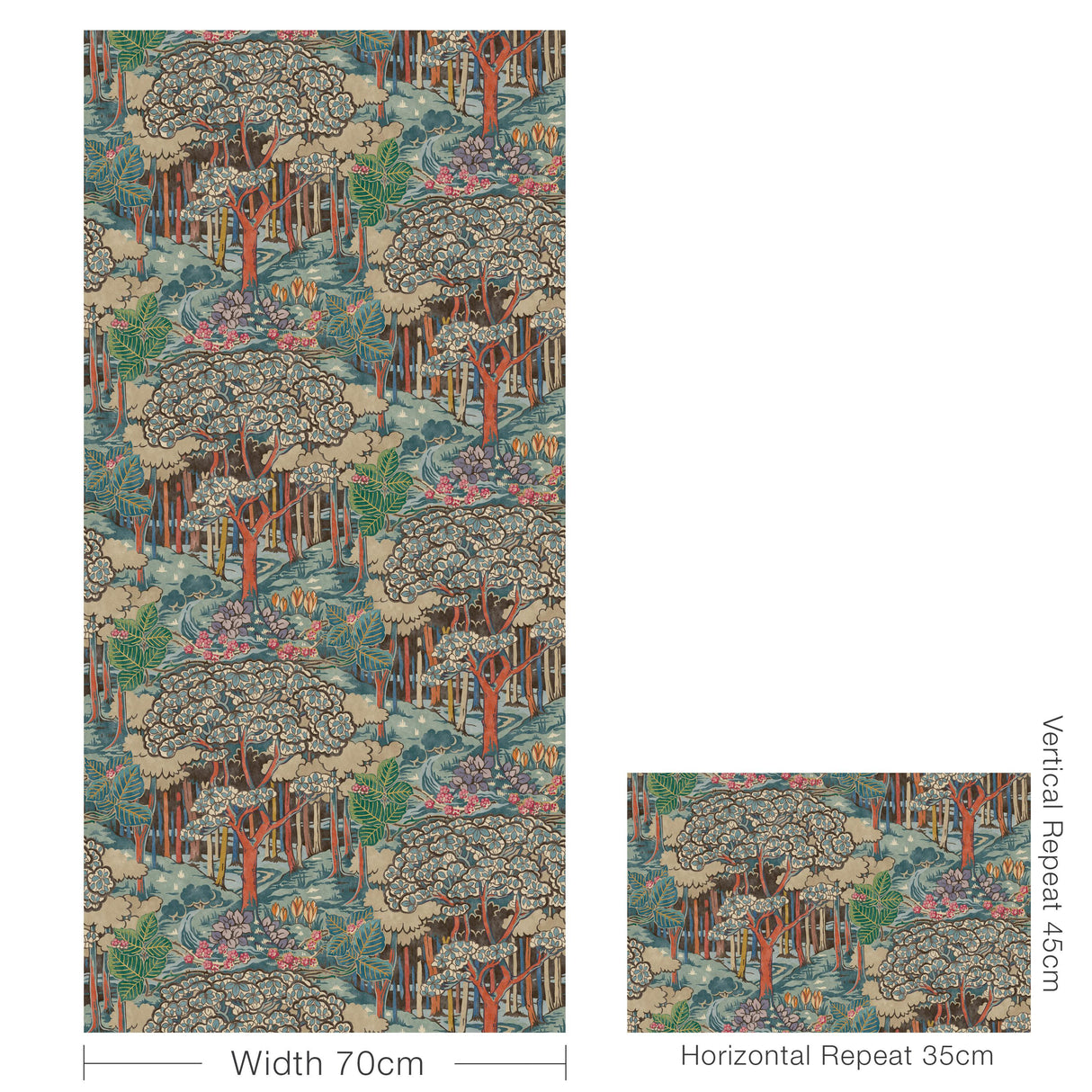 G P & J Baker RUSKIN RED/TEAL Wallpaper