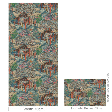 G P & J Baker RUSKIN RED/TEAL Wallpaper