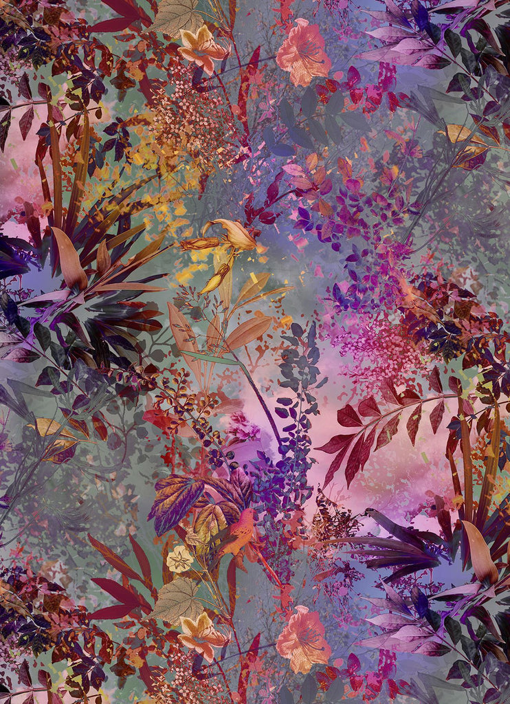 Brewster Home Fashions Wild Garden Wall Mural Purples Wallpaper