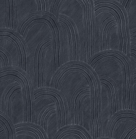 A-Street Prints Cabo Rippled Arches Indigo Wallpaper