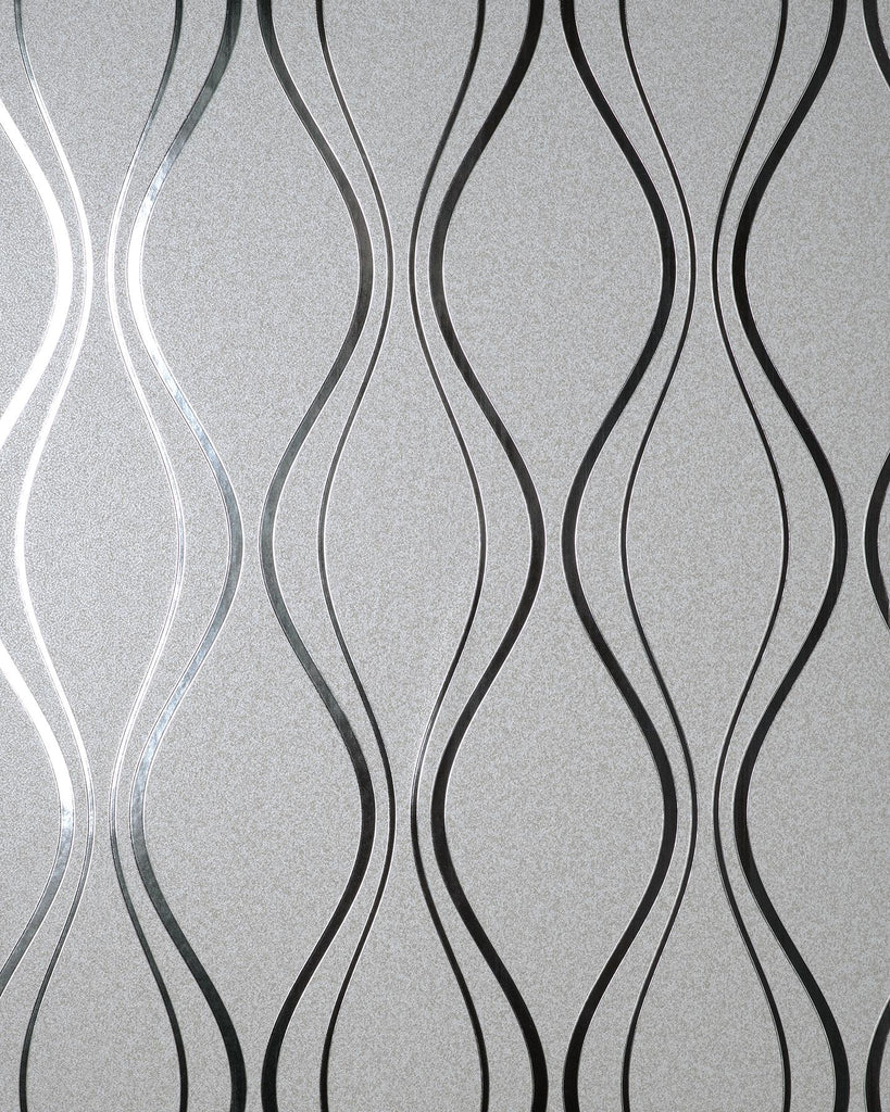 Brewster Home Fashions Odie Contour Wave Silver Wallpaper