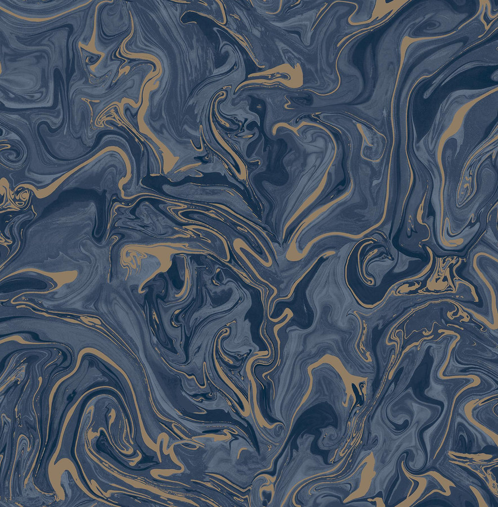 Brewster Home Fashions Suave Marble Navy Wallpaper