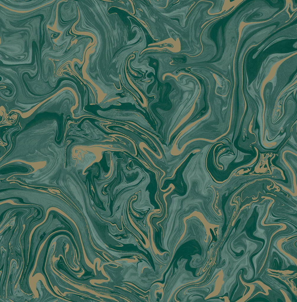 Brewster Home Fashions Suave Dark Green Marble Wallpaper