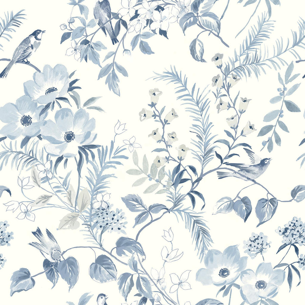 Brewster Home Fashions Frederique Floral Blue Wallpaper