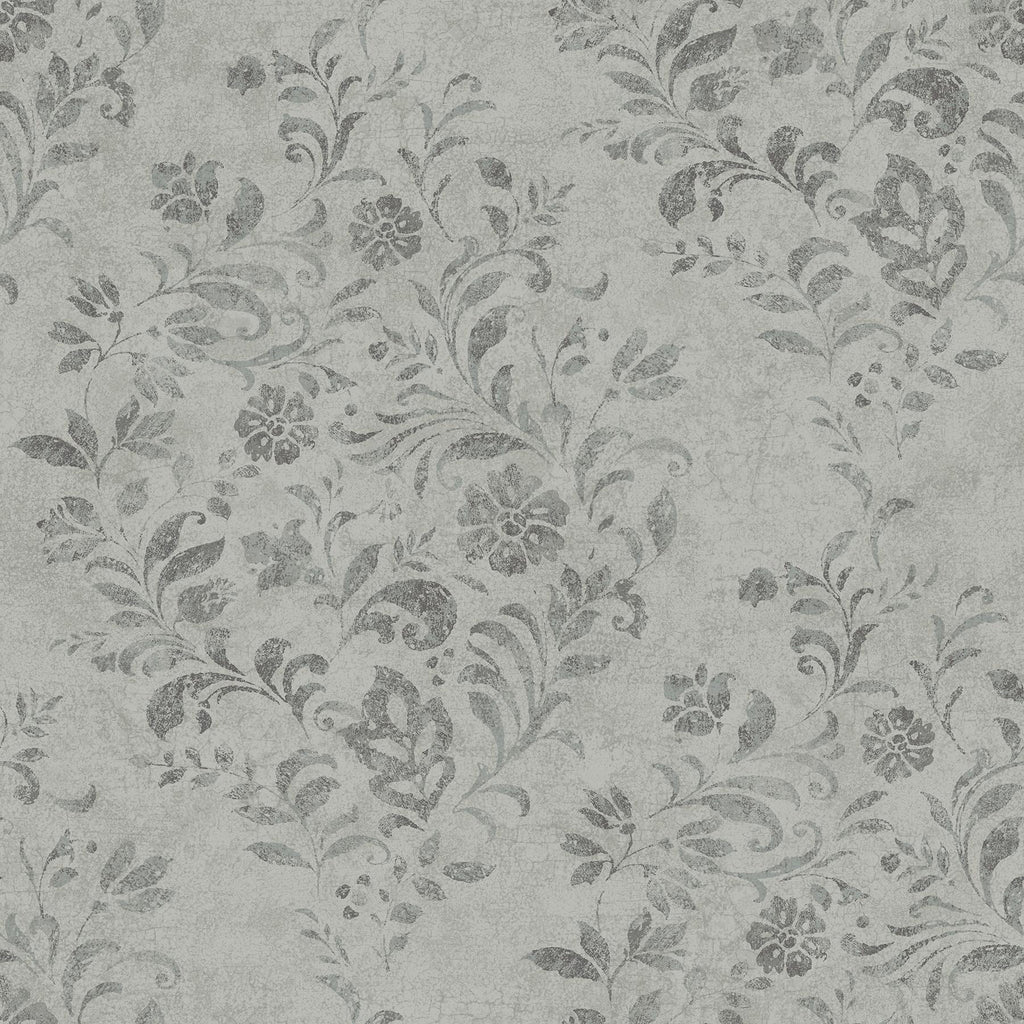 Brewster Home Fashions Isidore Scroll Grey Wallpaper