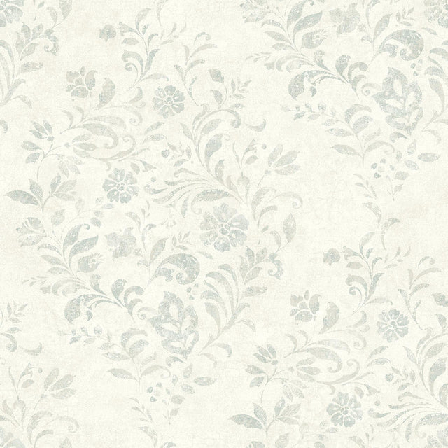 Brewster Home Fashions Isidore Aqua Scroll Wallpaper
