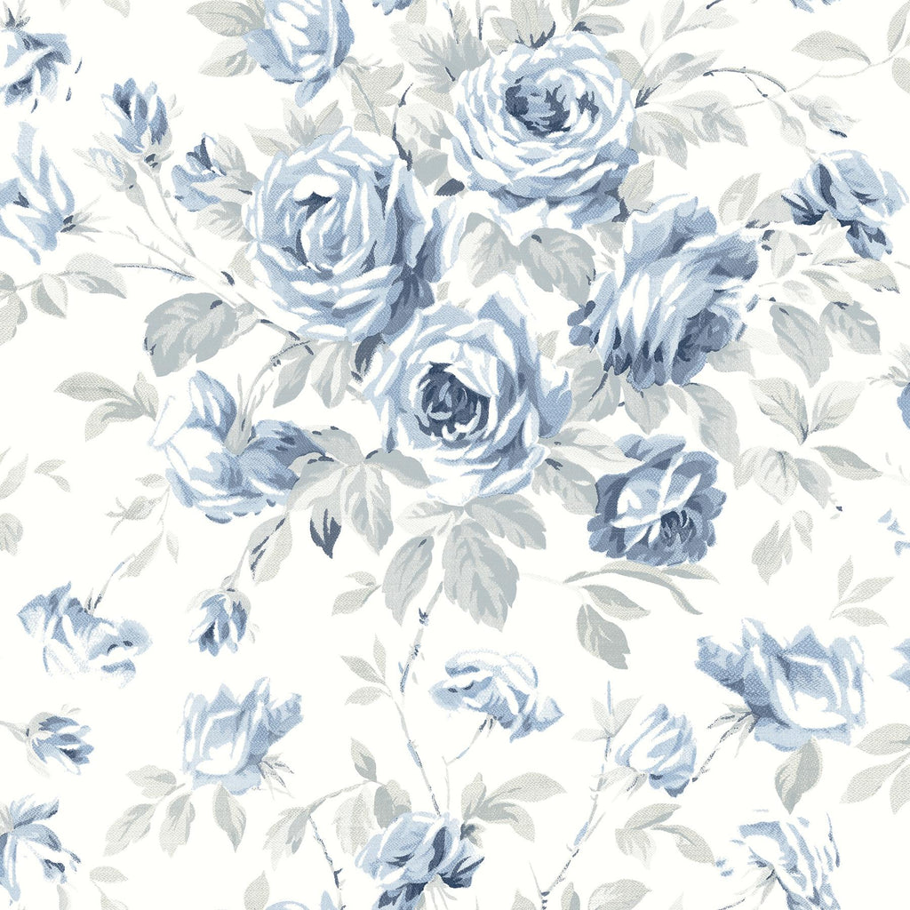Brewster Home Fashions Manon Rose Stitch Blue Wallpaper
