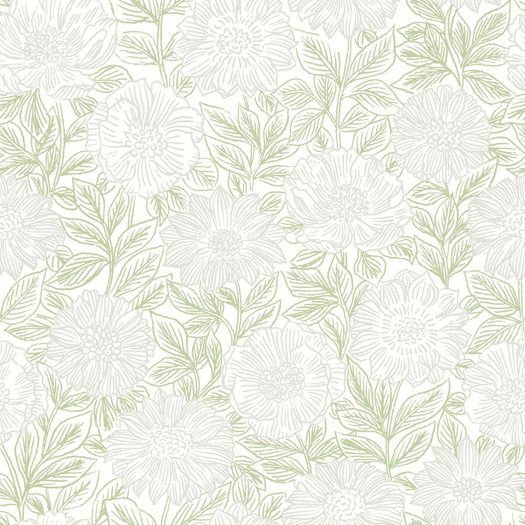 Brewster Home Fashions Faustin Green Floral Wallpaper