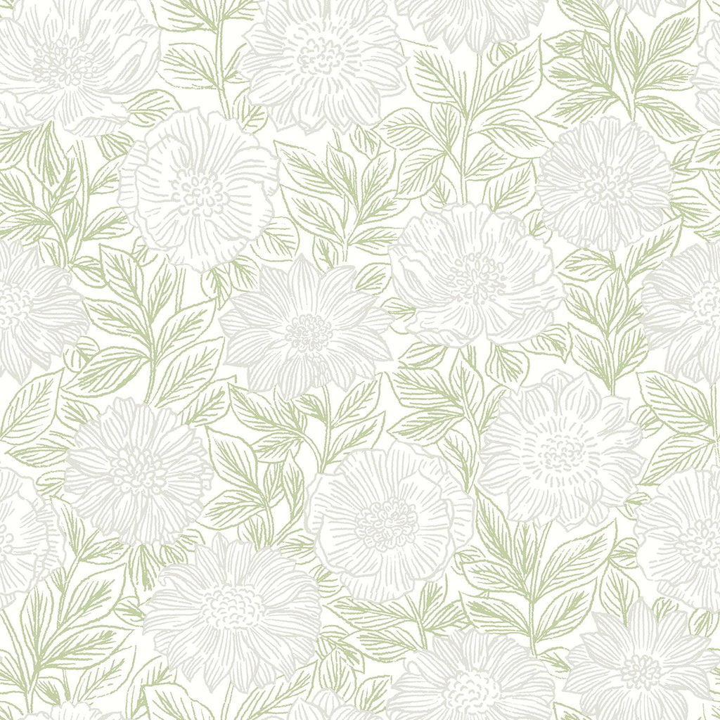 Brewster Home Fashions Faustin Floral Green Wallpaper