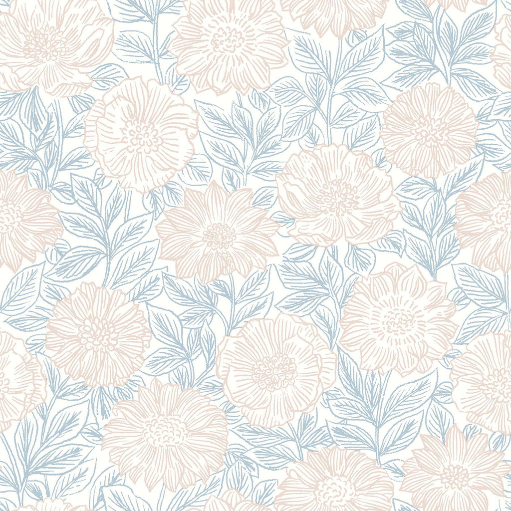 Brewster Home Fashions Faustin Blush Floral Wallpaper