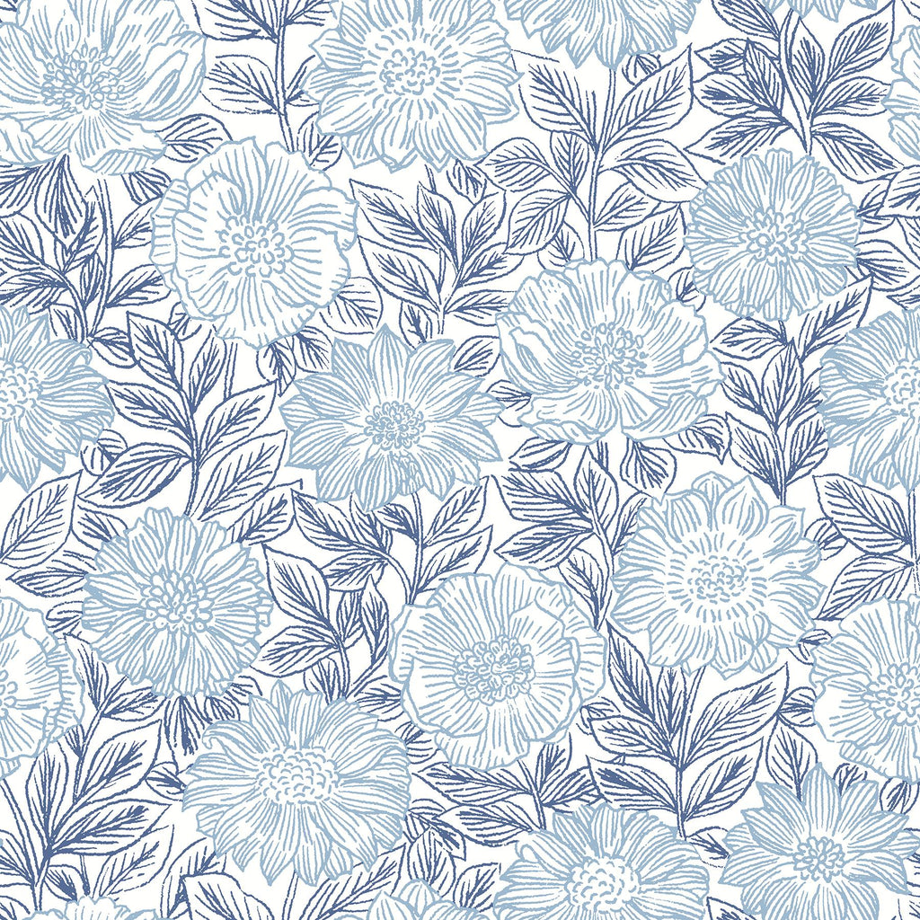Brewster Home Fashions Faustin Floral Navy Wallpaper