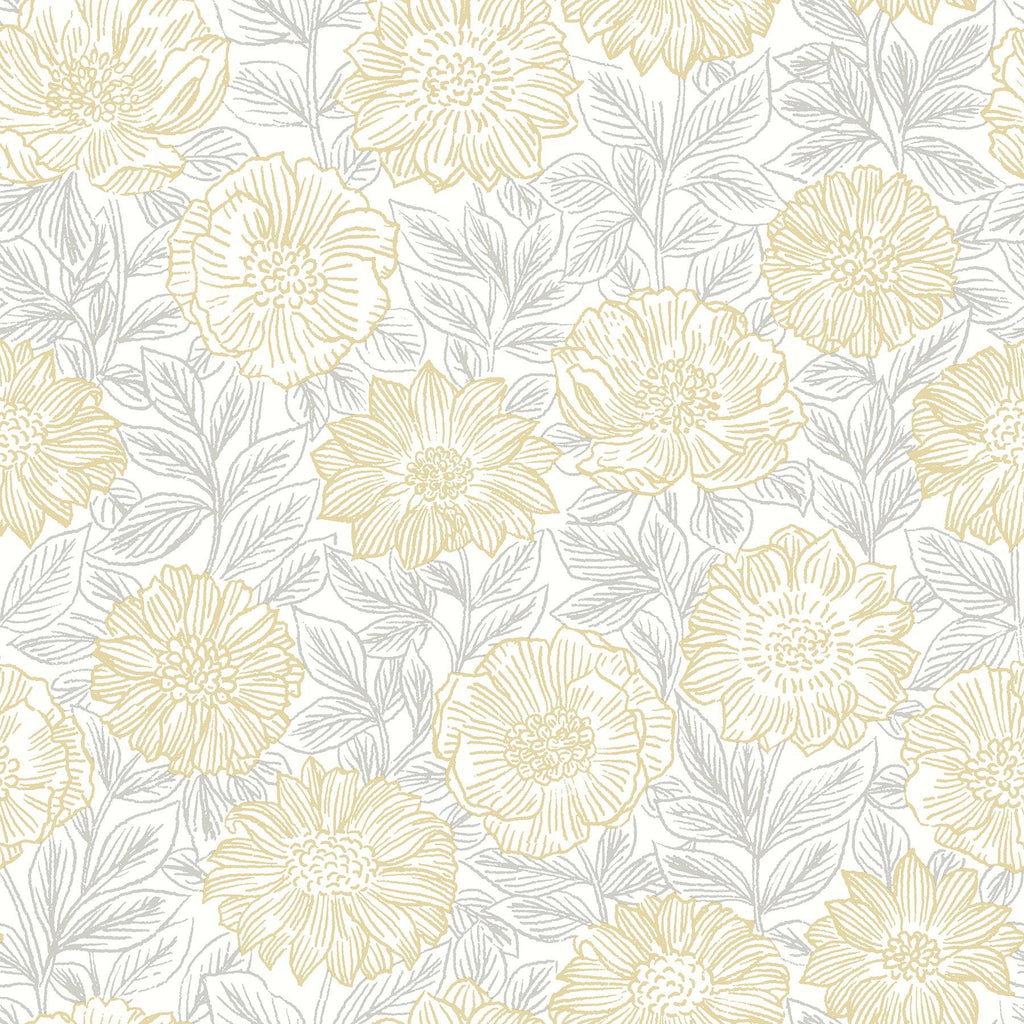 Brewster Home Fashions Faustin Yellow Floral Wallpaper