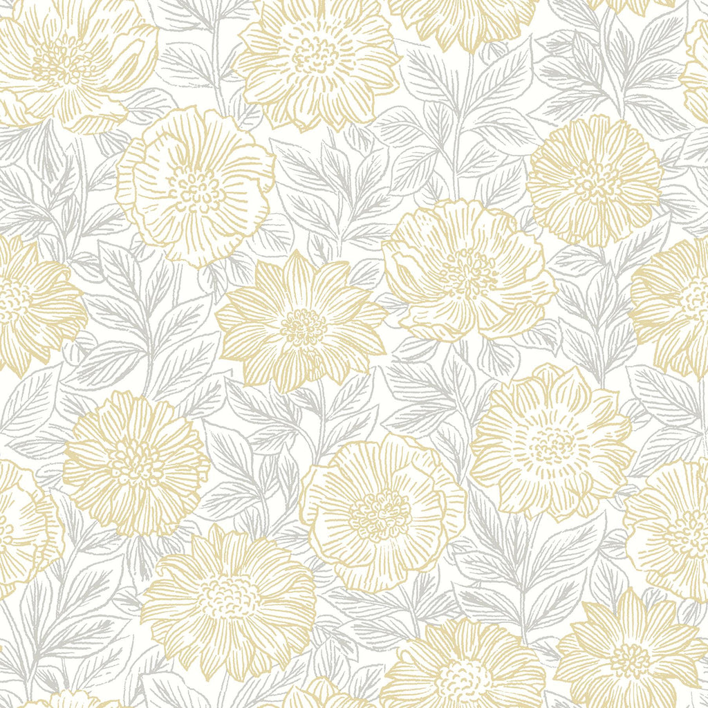 Brewster Home Fashions Faustin Floral Yellow Wallpaper
