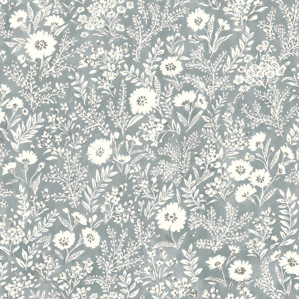 Brewster Home Fashions Agathon Floral Blue Wallpaper