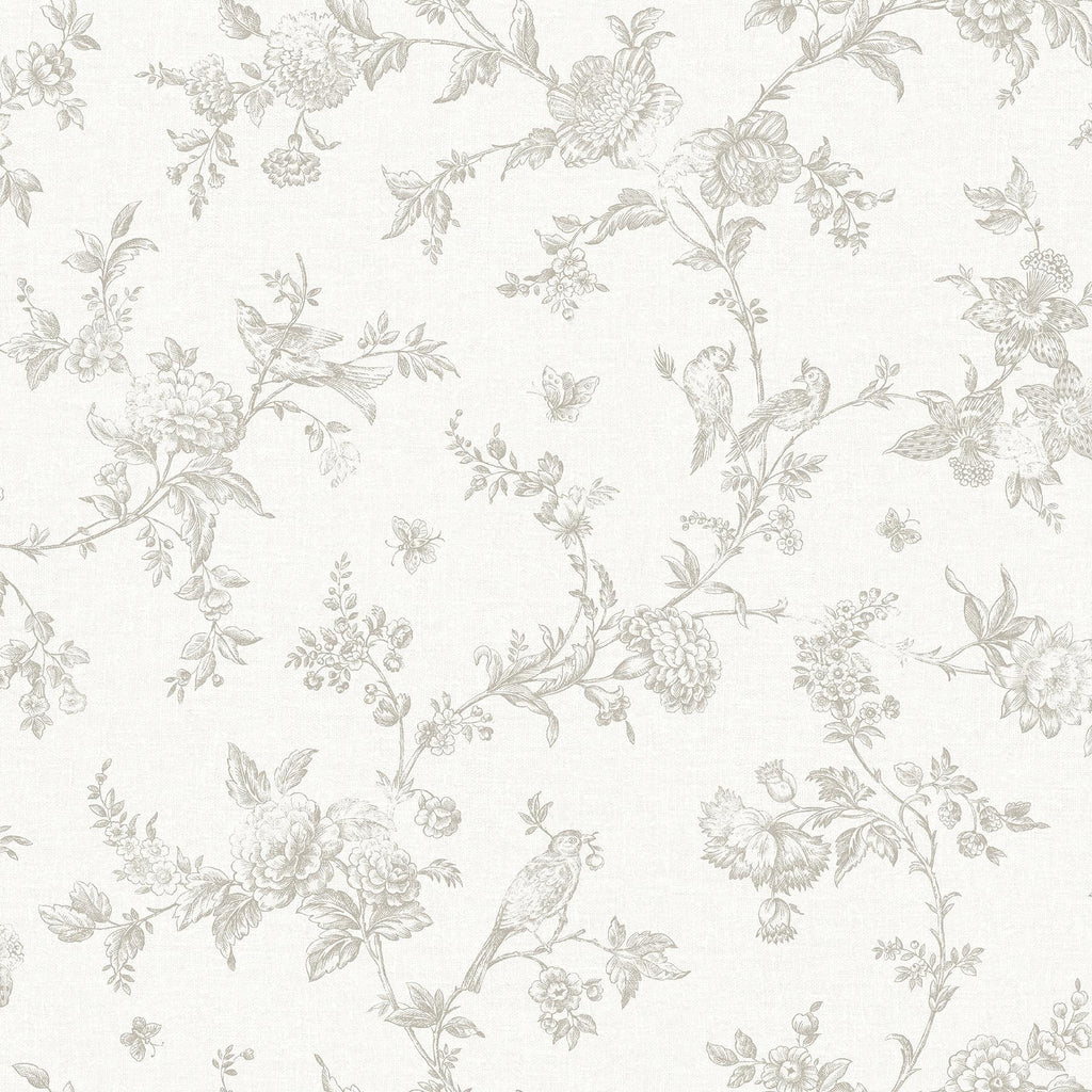 Brewster Home Fashions Nightingale Taupe Floral Trail Wallpaper