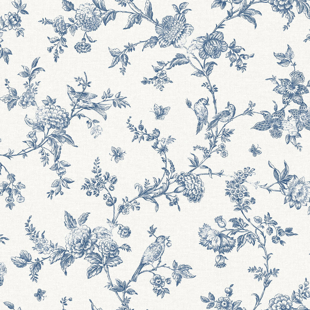 Brewster Home Fashions Nightingale Floral Trail Navy Wallpaper