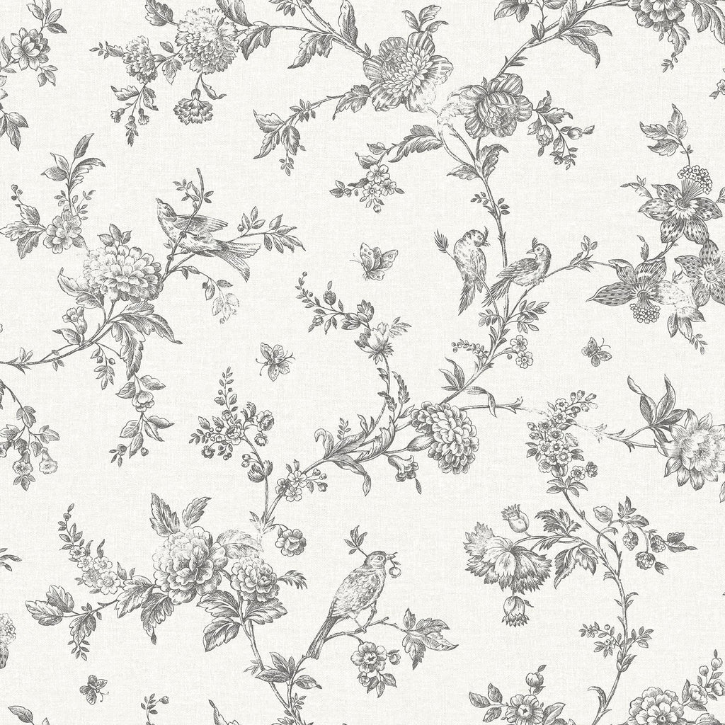 Brewster Home Fashions Nightingale Charcoal Floral Trail Wallpaper
